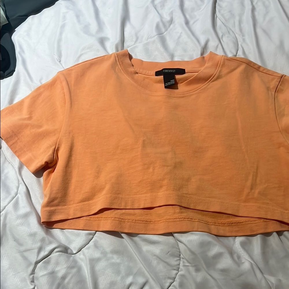Forever 21 Orange Short Sleeve Crop Tee NWOT